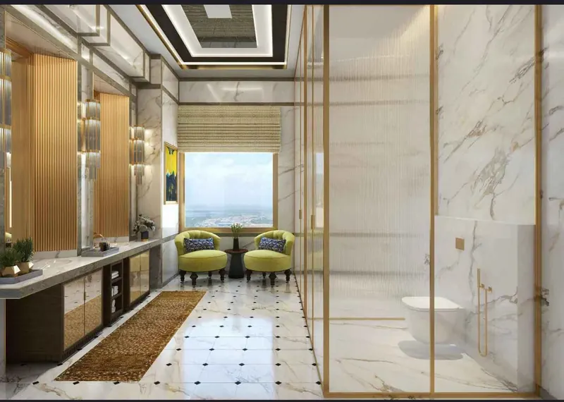 Marble bathroom in a Sri Aditya Vantage residence